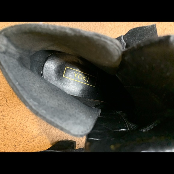 Black Studded Faux Suede Heeled Boots - Picture 10 of 10